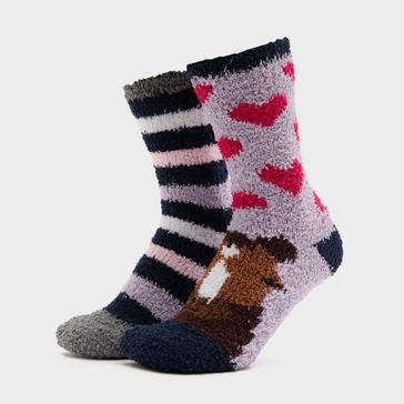 Multi Platinum Womens Lounge Socks 2 Pack Horse