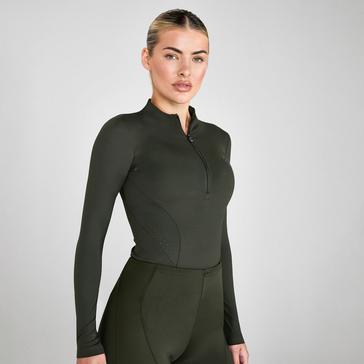Green Aztec Diamond Womens Core Long Sleeve Base Layer Forest