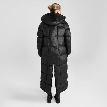 Black Aztec Diamond Women's Heavy Quilted Long Puffer Jacket