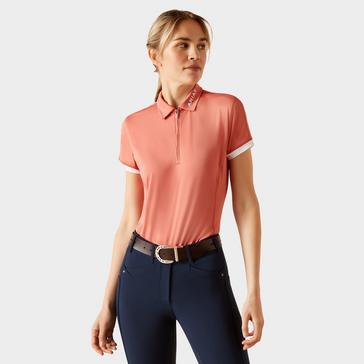 Pink Ariat Womens Bandera 1/4 Zip Polo Shirt Faded Rose