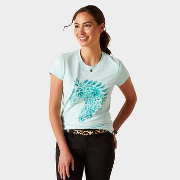 Blue Ariat Womens Floral Mosaic T-Shirt Plume