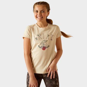 Beige Ariat Kids Unicorn Insignia T-Shirt Oatmeal Heather