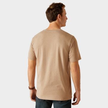 Beige Ariat Mens Vertical Logo Short Sleeved Top Oatmeal