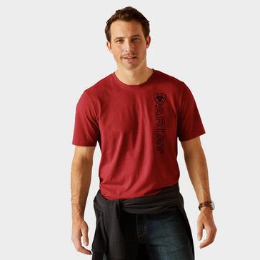 Red Ariat Mens Vertical Logo Short Sleeved Top Sun-Dried Tomato