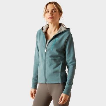 Blue Ariat Womens Team Logo Full Zip Hoodie North Atlantic