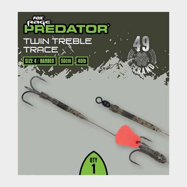 MULTI Fox rage Predator Twin Treble Trace 52cm Size 4 Barbed