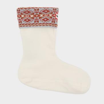 White Hunter  Fairisle Short Welly Socks White