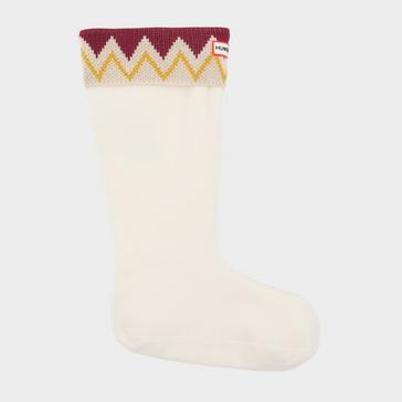 White Hunter Zig Zag Tall Welly Socks White
