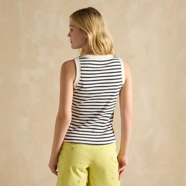 Multi Joules Womens Harbour Jersey Vest Cream Navy Stripe