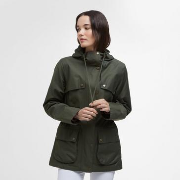 Green Barbour Womens Maple Waterproof Jacket Olive/Ancient Tartan