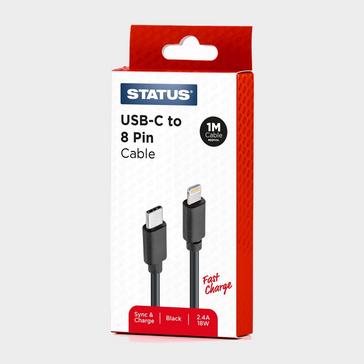 Black Status USB-A to 8 Pin Cable 1m