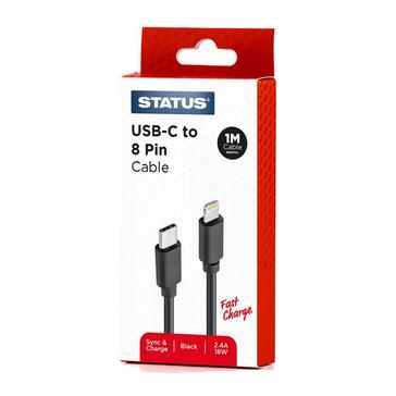 Black Status USB-A to 8 Pin Cable 1m