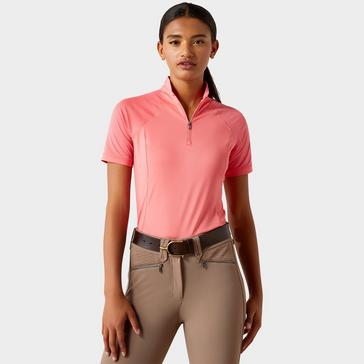 Pink Ariat Womens Soquel 1/4 Zip Base Layer Coral Paradise
