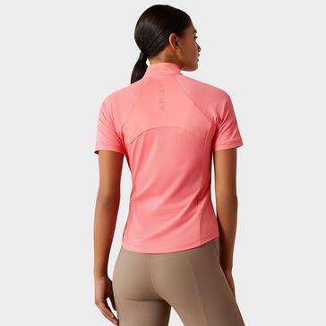 Pink Ariat Womens Soquel 1/4 Zip Base Layer Coral Paradise
