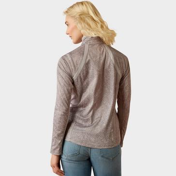 Grey Ariat Womens Sunstopper 3.0 1/4 Zip Base Layer Silver Sconce Fern