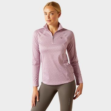 Purple Ariat Womens Sunstopper 3.0 1/4 Zip Base Layer Lavender Mist Tile