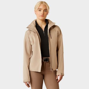 Beige Ariat Womens Coastal Waterproof Jacket Cape Reed