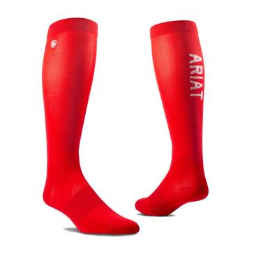 Red Ariat TEK Essential Performance Socks Flame Scarlett