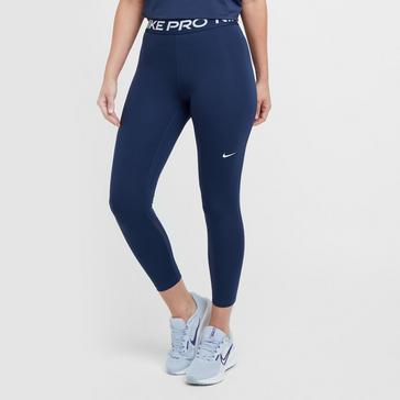 Navy Nike Women’s Pro Mid-Rise Crop Mesh Panel Leggings 