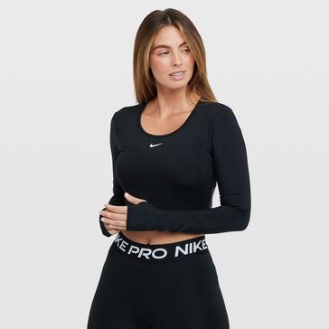 Black Nike Women's Pro Dri-FIT Cropped Long Sleeve Top 