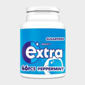 Blue WRIGLEYS Extra Peppermint Sugarfree Chewing Gum Bottle