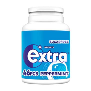 Blue WRIGLEYS Extra Peppermint Sugarfree Chewing Gum Bottle