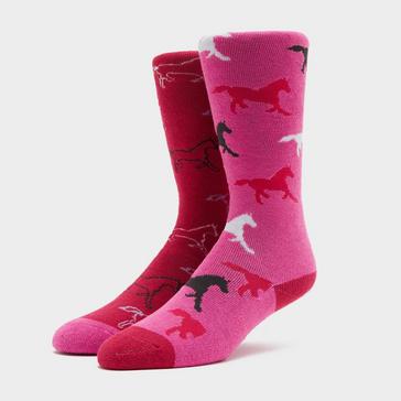 Pink Storm Bloc Kids Equestrian Midweight Horseshoe Socks Cerise/Pink