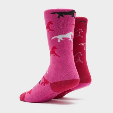 Pink Storm Bloc Kids Equestrian Midweight Horseshoe Socks Cerise/Pink