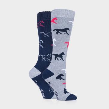 Navy Storm Bloc Kids Equestrian Midweight Horseshoe Socks Navy/Grey