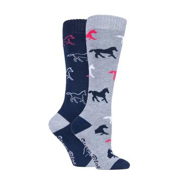 Navy Storm Bloc Kids Equestrian Midweight Horseshoe Socks Navy/Grey