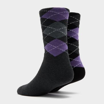 Black Storm Bloc Womens Midweight Argyle Lingfield 2 Pack Socks Charcoal/Black