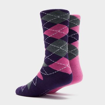 Pink Storm Bloc Womens Midweight Argyle Lingfield 2 Pack Socks Medium Pink/Purple