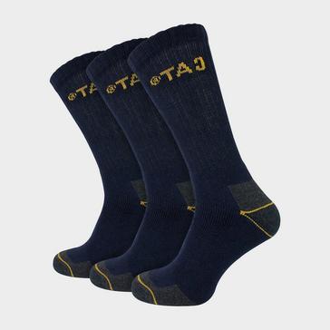 Dark Blue CAT Men's Real Work Socks With Cushioned Heel & Toe - 3 Pack