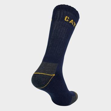 Dark Blue CAT Men's Real Work Socks With Cushioned Heel & Toe - 3 Pack