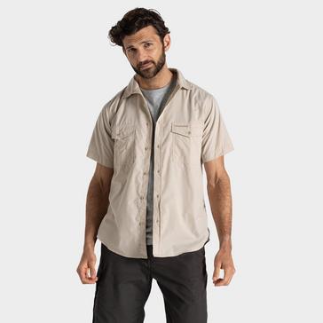 Beige Craghoppers Men's Kiwi Short Sleeve Shirt 