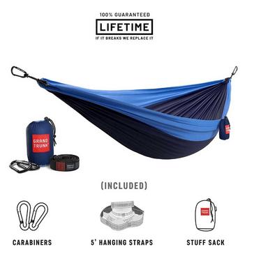 Blue Grand Trunk Double Deluxe Parachute Nylon Hammock with Straps
