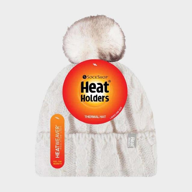 Heat Holders Women's Cable Knit Fleece Lined Thermal Winter Bobble