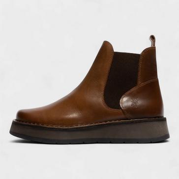 Brown fly london Women's Rawi131 Chelsea Leather Ankle Pull-on Classic Comfort Boots