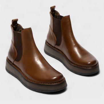 Brown fly london Women's Rawi131 Chelsea Leather Ankle Pull-on Classic Comfort Boots