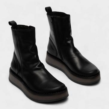 Black fly london Women's Reno053fly Leather Zip Up Platform Comfort Ankle Boots