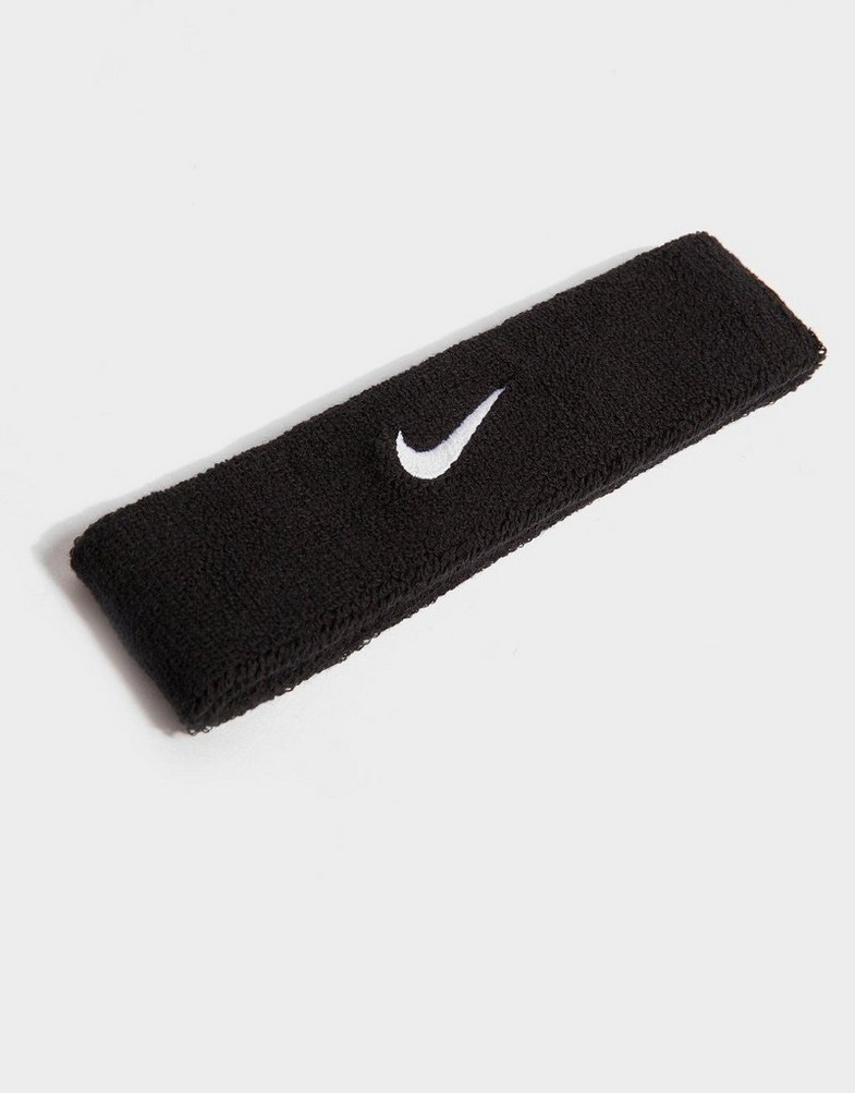NIKE OPASKA SWOOSH H/B BLK/WHT NIKE HEAD/WRIST BANDS NN07010 Czarny