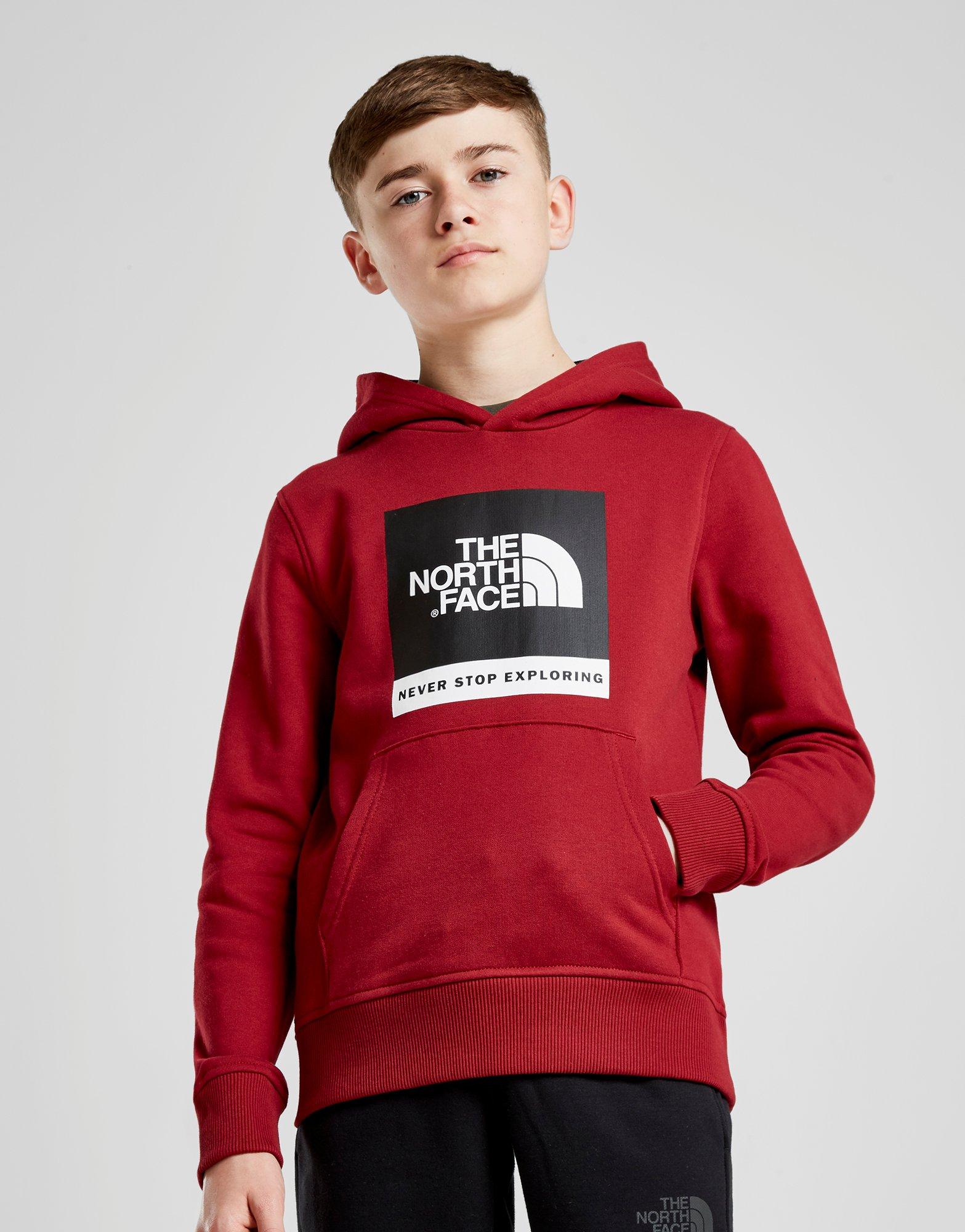 the north face box logo overhead hoodie junior