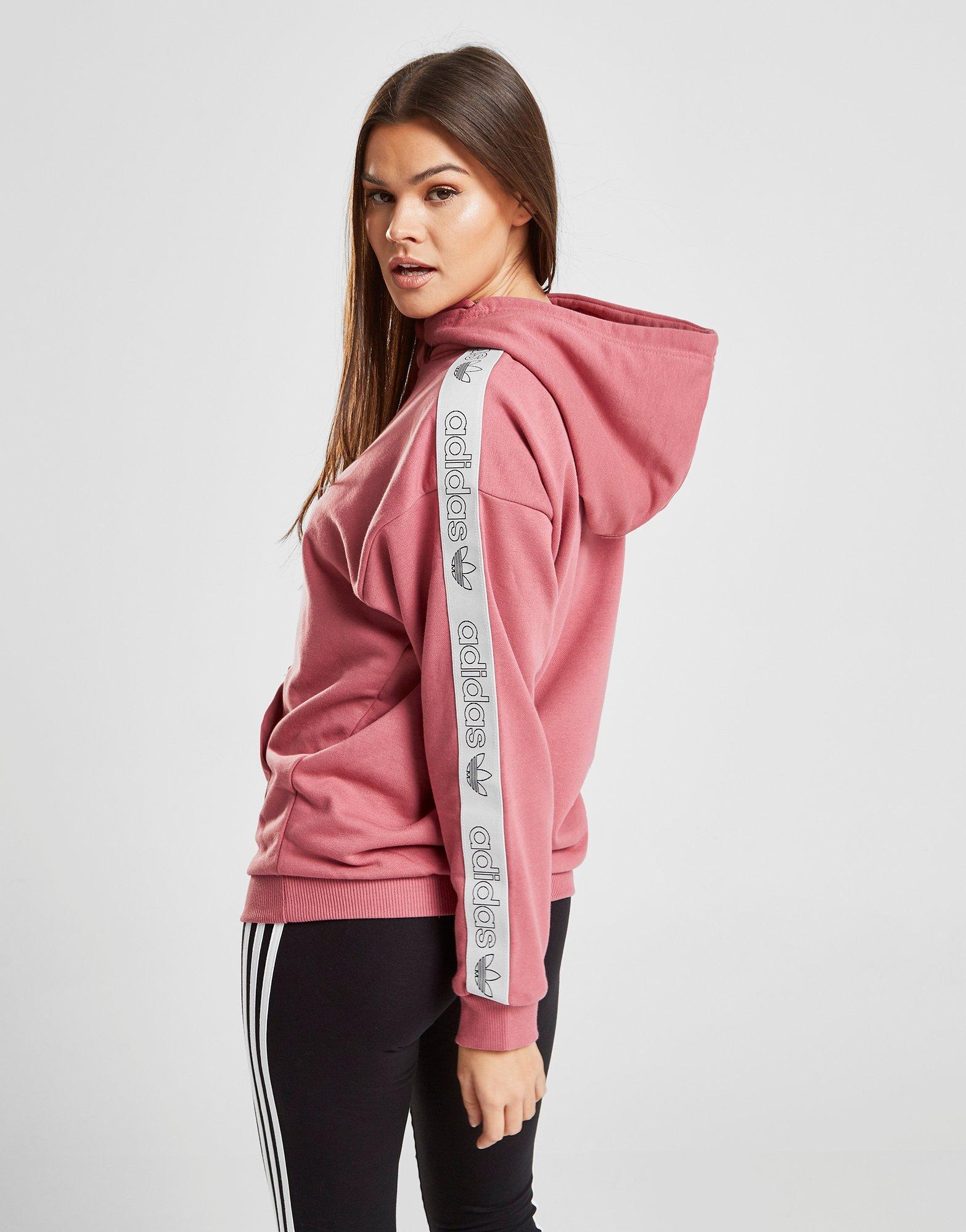 pink adidas tape hoodie