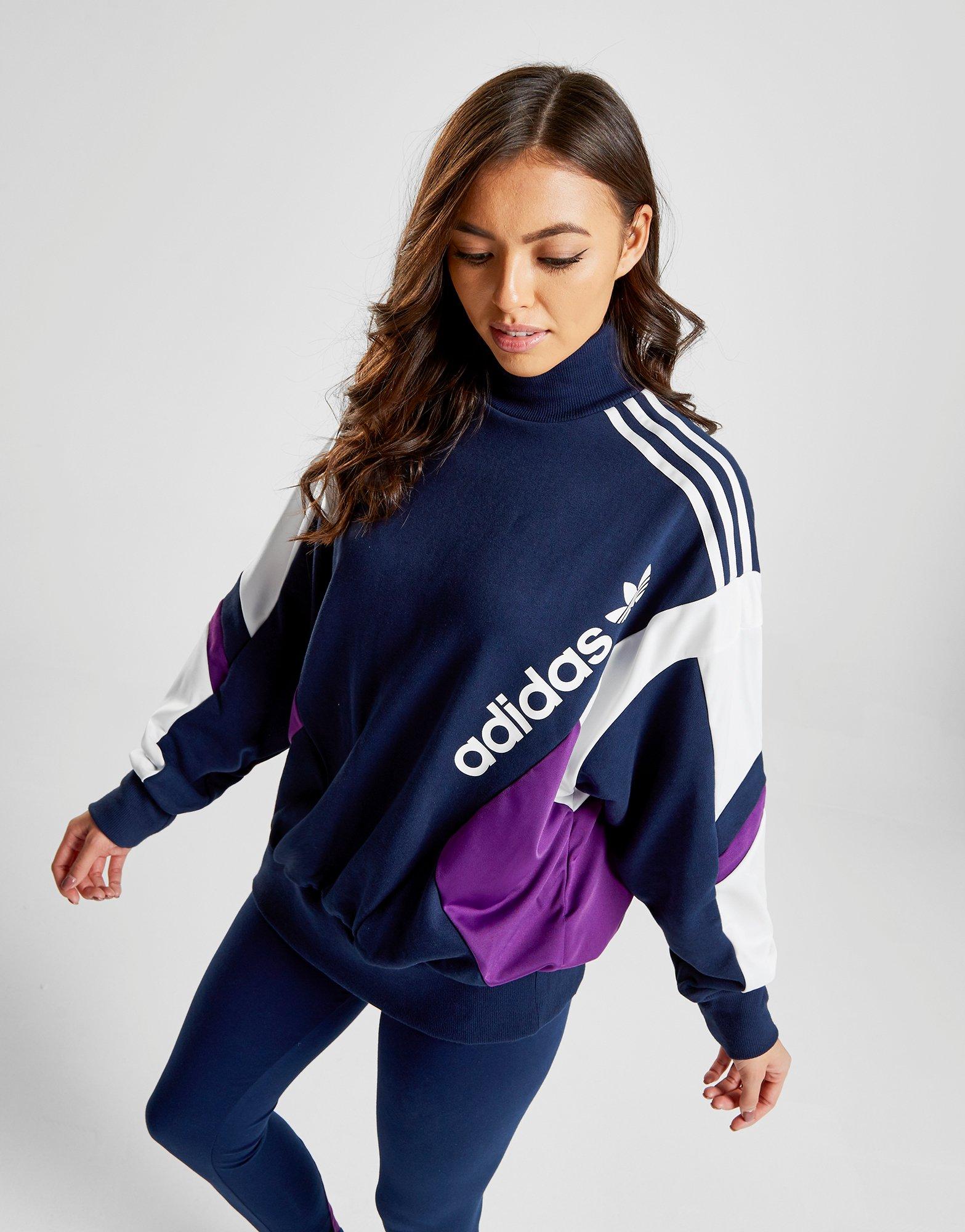 adidas originals 90's colour block high neck crew sweatshirt