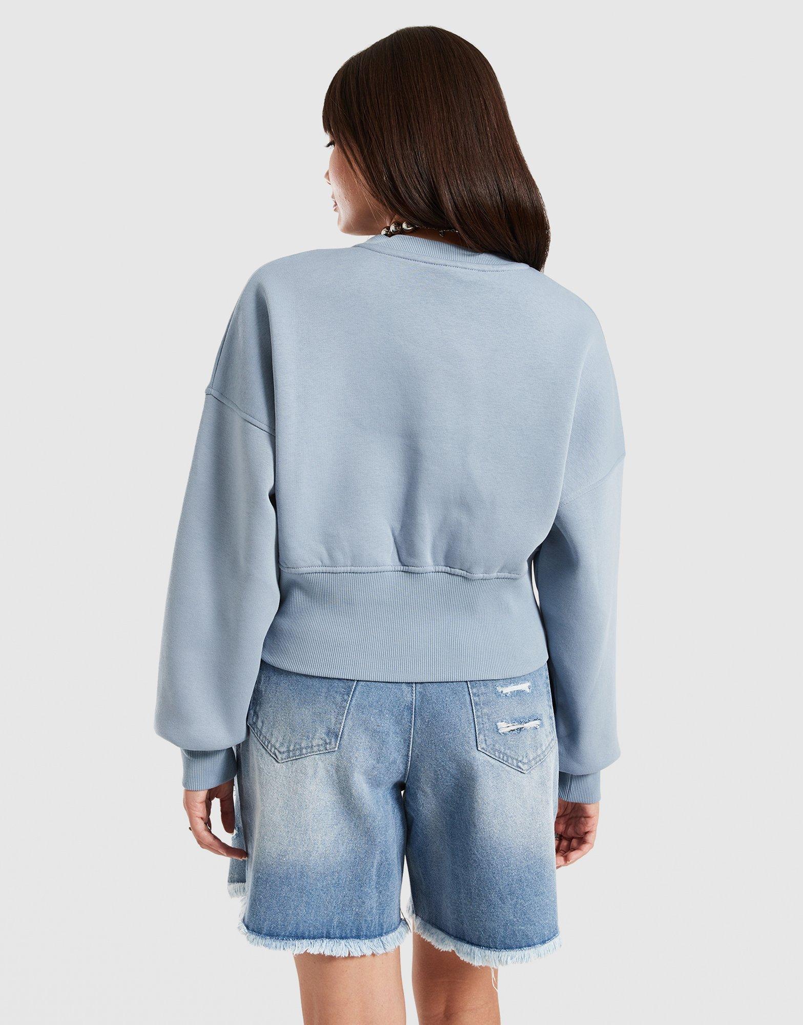 Dámská mikina REEBOK MIKINA RICHARD CROPPED CREWNECK SWEATSHIRT 100241205 Modrá