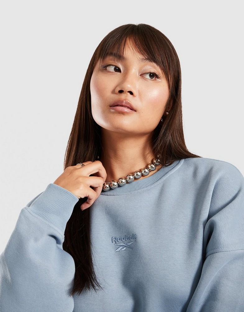 Bluza damska REEBOK BLUZA RICHARD CROPPED CREWNECK SWEATSHIRT 100241205 Niebieski