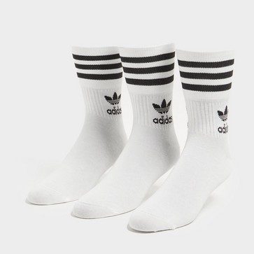 ADIDAS 3 PACK SOLID MID CREW SOCKS 