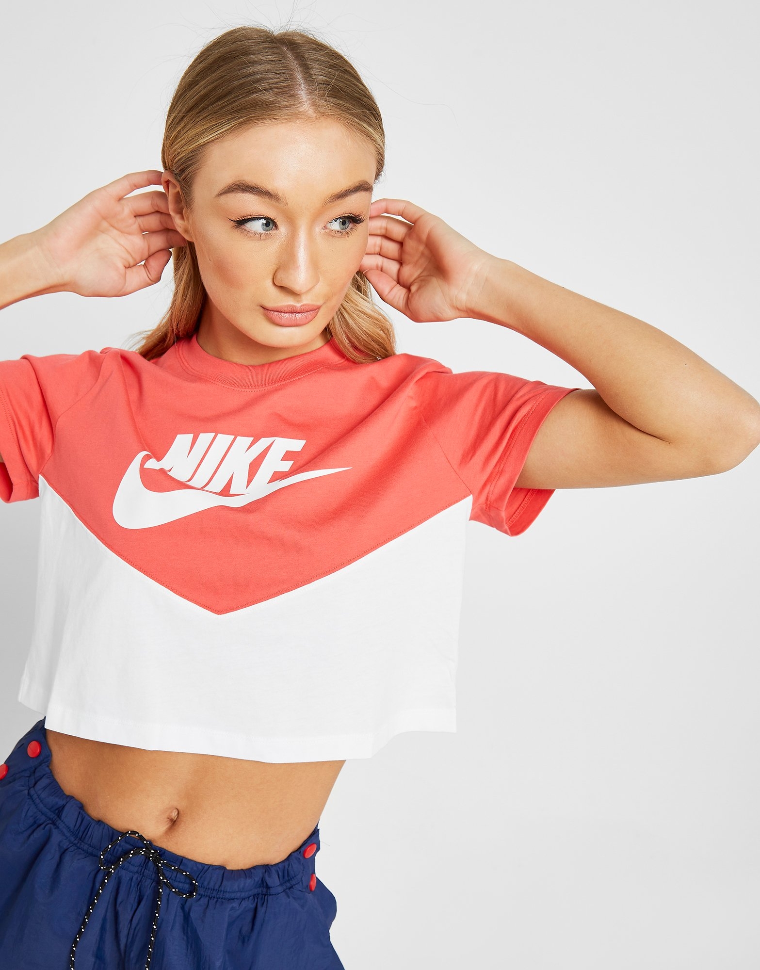 Nike Sportswear Heritage Colour Block Crop T-Shirt