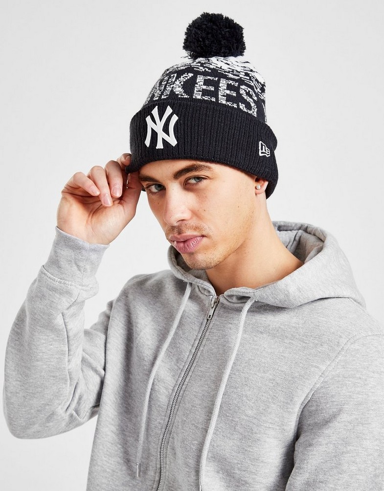 Чоловічі зимові шапки NEW ERA MLB SIDELINE NEW YORK YANKEES POM BEANIE NEW YORK YA 80536115 Чорний