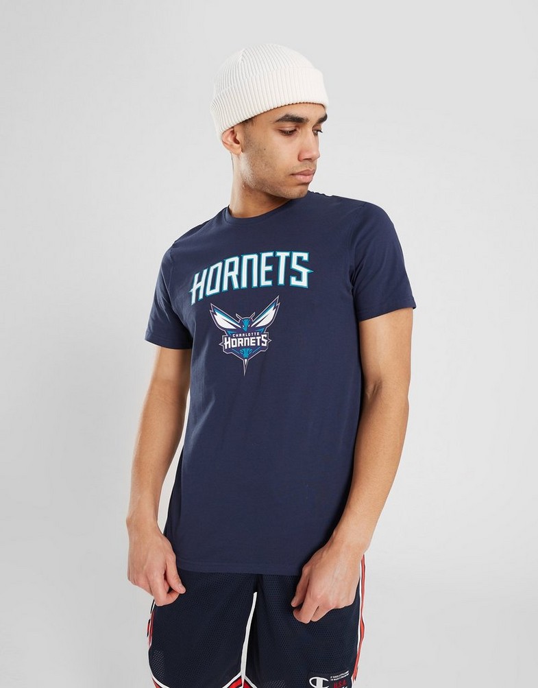 Koszulka, t-shirt męski NEW ERA T-SHIRT NBA SS TEE HORNETS CHARLOTTE HORNETS OSB 11546156 Granatowy